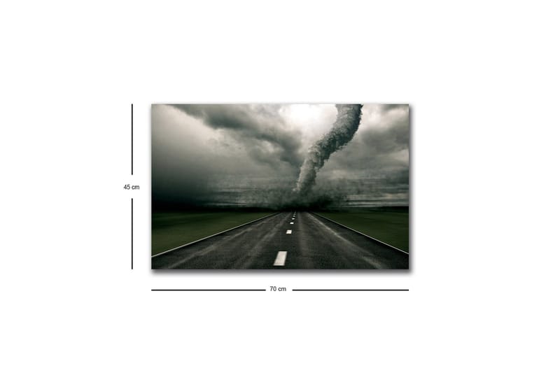 Canvas-taulu LED-valaistuksella - Tornado pyyhkäisee autiota tietä - Harmaa / Musta / Vihreä - Sisustustuotteet - Taulu & taide - Canvas-taulu