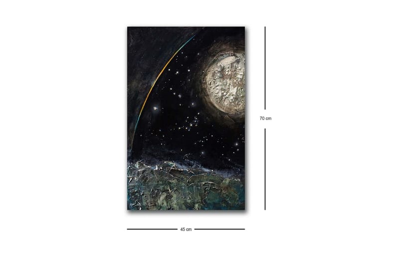 Canvas-taulu LED-valaistuksella - Upea avaruusmaisema planeetalla ja tähdillä - Tummansininen / Vihreä / Valkoinen - Sisustustuotteet - Taulu & taide - Canvas-taulu