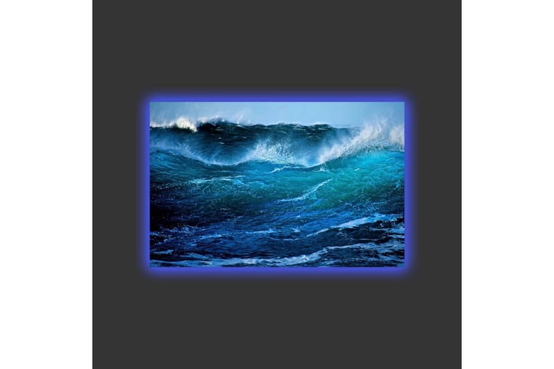 Canvas-taulu LED-valaistuksella - Upea meren aalto liikkeessä - Turkoosi / Tummansininen / Valkoinen - Sisustustuotteet - Taulu & taide - Canvas-taulu