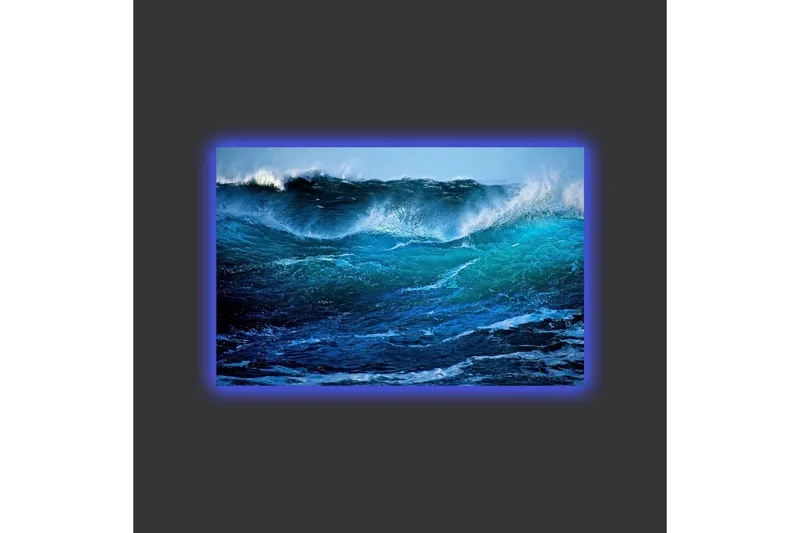 Canvas-taulu LED-valaistuksella - Upea meren aalto liikkeessä - Turkoosi / Tummansininen / Valkoinen - Sisustustuotteet - Taulu & taide - Canvas-taulu