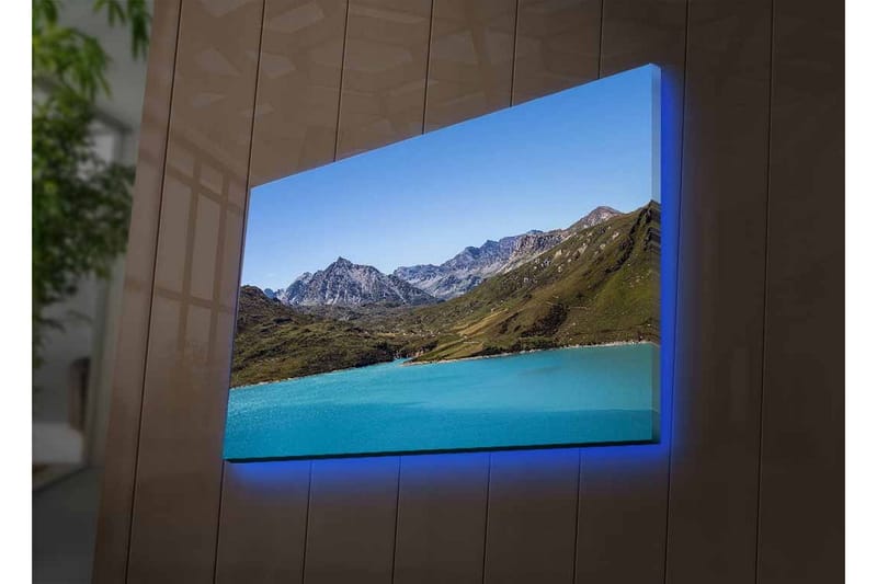 Canvas-taulu LED-valaistuksella - Upea vuoristomaisema kirkkaan turkoosin järven kanssa - Turkoosi / Vihreä / Sininen - Sisustustuotteet - Taulu & taide - Canvas-taulu