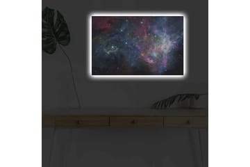 Canvas-taulu LED-valaistuksella - Värikäs galaksi tähdillä ja sumuilla - Sininen / Violetti / Punainen - Sisustustuotteet - Taulu & taide - Canvas-taulu