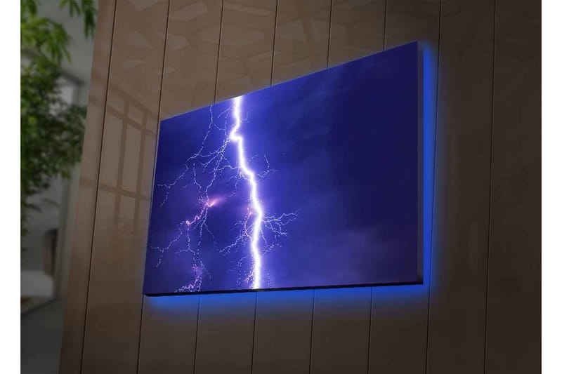 Canvas-taulu LED-valaistuksella - Vilkkuva taivas dramaattisilla pilvillä - Violetti / Valkoinen - Sisustustuotteet - Taulu & taide - Canvas-taulu