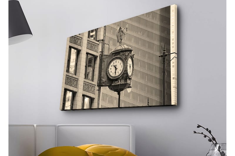 Canvas-taulu LED-valaistuksella - Vintage-seinäkello yksityiskohtaisella muotoilulla - Musta / Harmaa / Valkoinen - Sisustustuotteet - Taulu & taide - Canvas-taulu
