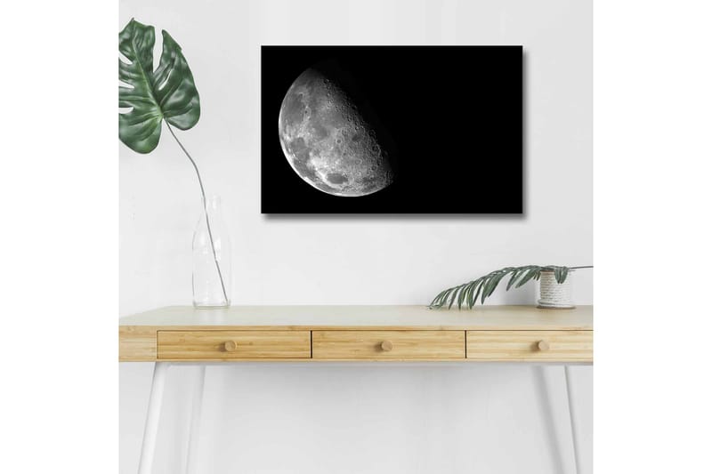 Canvas-taulu LED-valaistuksella - Yksityiskohtainen kuun pinta mustalla taustalla - Harmaa / Musta - Sisustustuotteet - Taulu & taide - Canvas-taulu