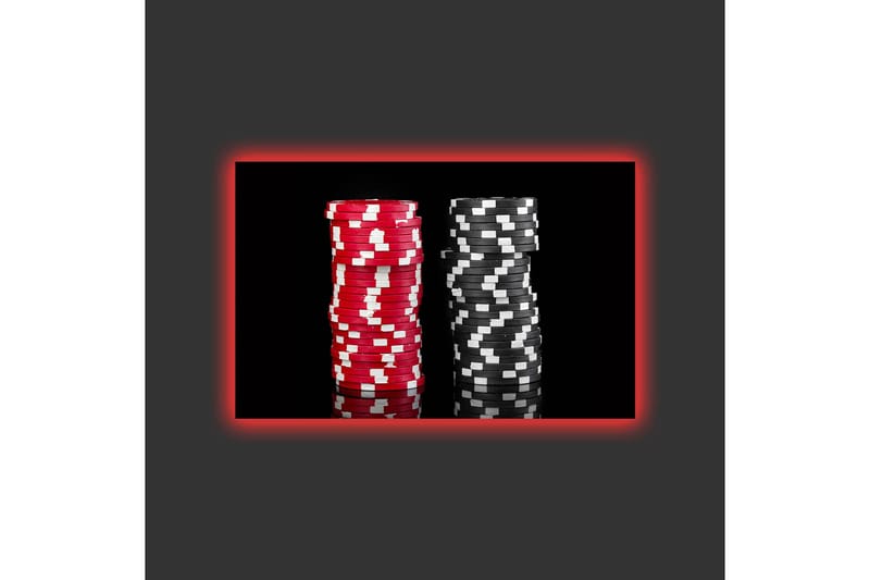 Canvas-taulu LED-valaistuksella - Punaisia ja mustia pelimerkkipinoja - Punainen / Musta - Sisustustuotteet - Taulu & taide - Canvas-taulu