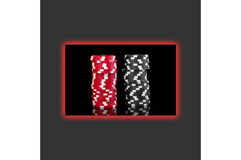 Canvas-taulu LED-valaistuksella - Punaisia ja mustia pelimerkkipinoja - Punainen / Musta - Sisustustuotteet - Taulu & taide - Canvas-taulu