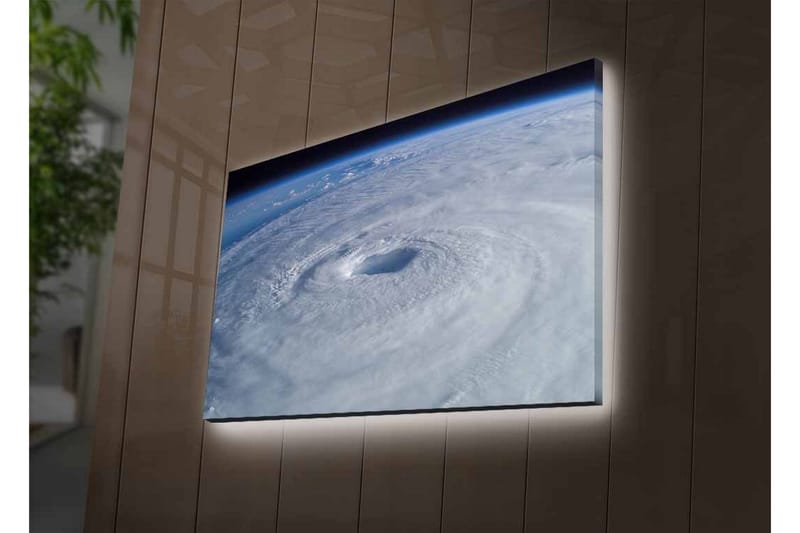 Canvas-taulu LED-valaistuksella - Pyöriviä pilviä trooppisessa syklonissa - Valkoinen / Sininen / Harmaa - Sisustustuotteet - Taulu & taide - Canvas-taulu