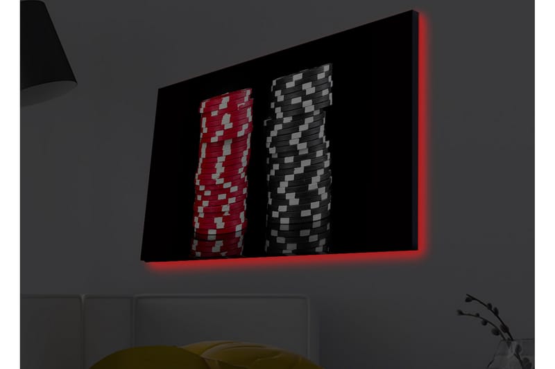 Canvas-taulu LED-valaistuksella - Punaisia ja mustia pelimerkkipinoja - Punainen / Musta - Sisustustuotteet - Taulu & taide - Canvas-taulu