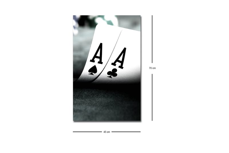 Canvas-taulu LED-valaistuksella - Pelikortit, joissa kaksi ässää keskipisteenä - Musta / Valkoinen / Vihreä - Sisustustuotteet - Taulu & taide - Canvas-taulu