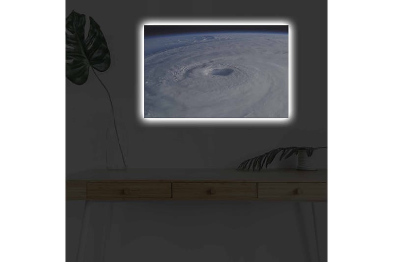 Canvas-taulu LED-valaistuksella - Pyöriviä pilviä trooppisessa syklonissa - Valkoinen / Sininen / Harmaa - Sisustustuotteet - Taulu & taide - Canvas-taulu