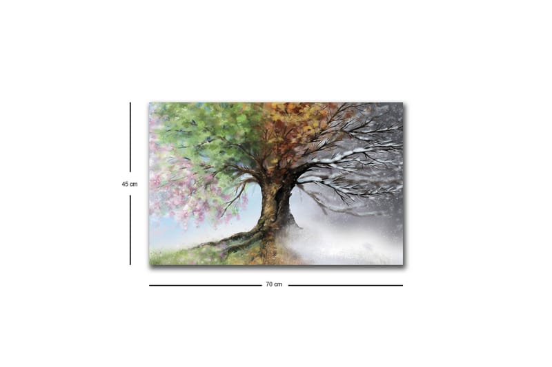 Canvas-taulu LED-valaistuksella - Puut ja vaihtuvat vuodenajat harmonisessa sommitelmassa - Vihreä / Ruskea / Harmaa - Sisustustuotteet - Taulu & taide - Canvas-taulu