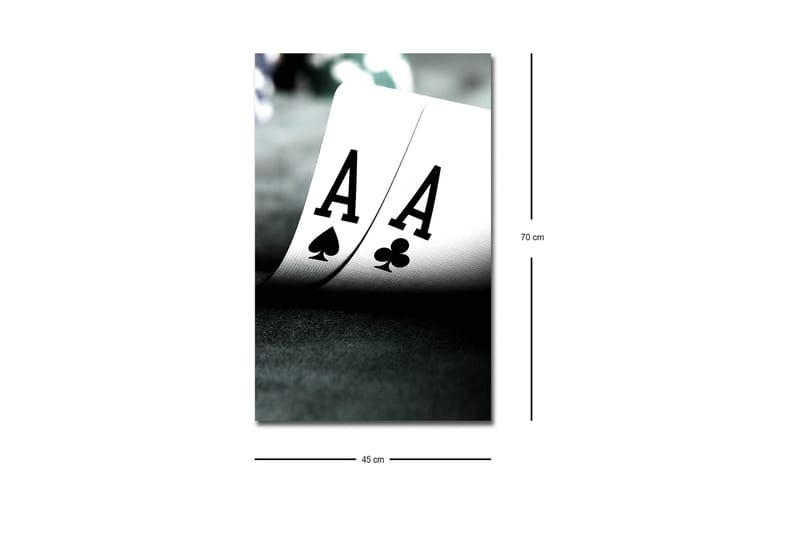 Canvas-taulu LED-valaistuksella - Pelikortit, joissa kaksi ässää keskipisteenä - Musta / Valkoinen / Vihreä - Sisustustuotteet - Taulu & taide - Canvas-taulu