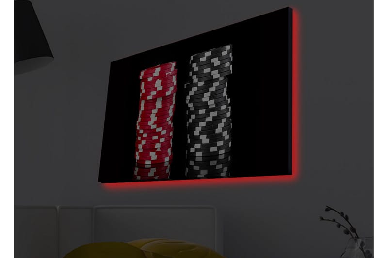 Canvas-taulu LED-valaistuksella - Punaisia ja mustia pelimerkkipinoja - Punainen / Musta - Sisustustuotteet - Taulu & taide - Canvas-taulu
