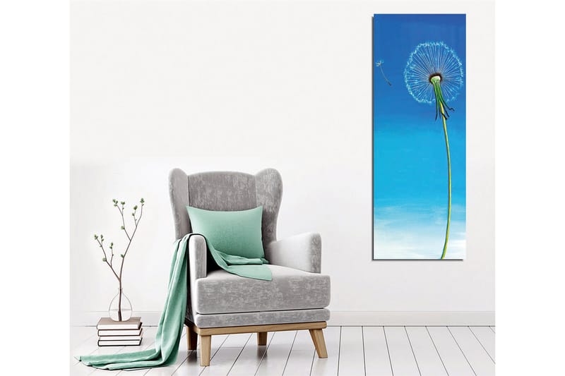 Canvas-taulu - Leskenlehti sinisellä taustalla - Sininen / Vihreä / Valkoinen - Sisustustuotteet - Taulu & taide - Canvas-taulu