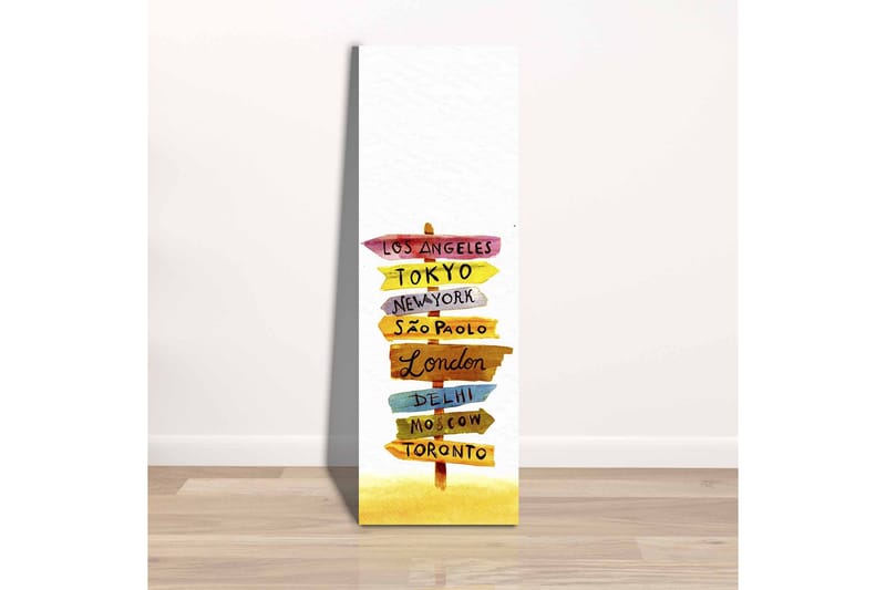 Canvas-taulu - Liikennemerkit kansainvälisillä kaupungeilla - Keltainen / Vaaleanpunainen / Sininen - Sisustustuotteet - Taulu & taide - Canvas-taulu