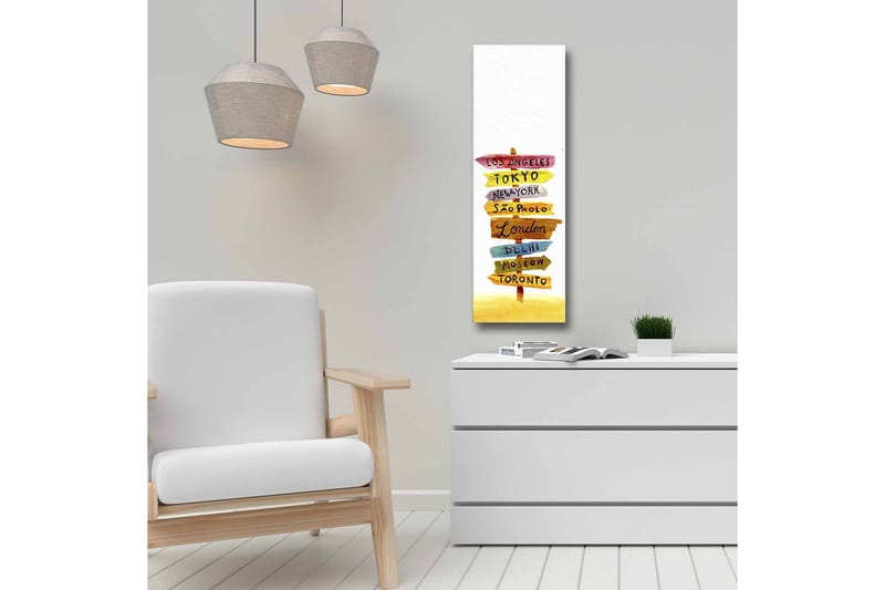 Canvas-taulu - Liikennemerkit kansainvälisillä kaupungeilla - Keltainen / Vaaleanpunainen / Sininen - Sisustustuotteet - Taulu & taide - Canvas-taulu