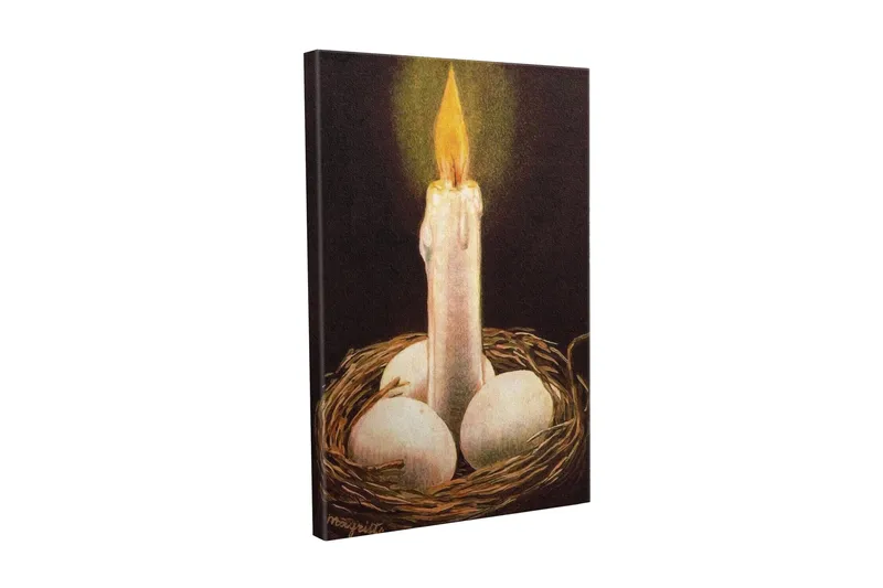 Canvas-taulu - Loistava valo pesässä munien kanssa, Valkoinen / Ruskea / Keltainen