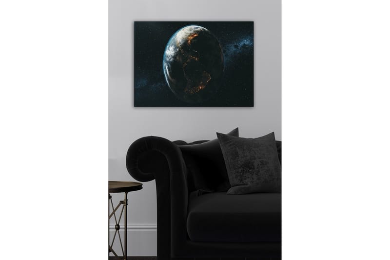 Canvas-taulu - Maa avaruudesta käsin nähtynä, valot korostavat kaupunkeja - Sininen / Vihreä / Musta - Sisustustuotteet - Taulu & taide - Canvas-taulu