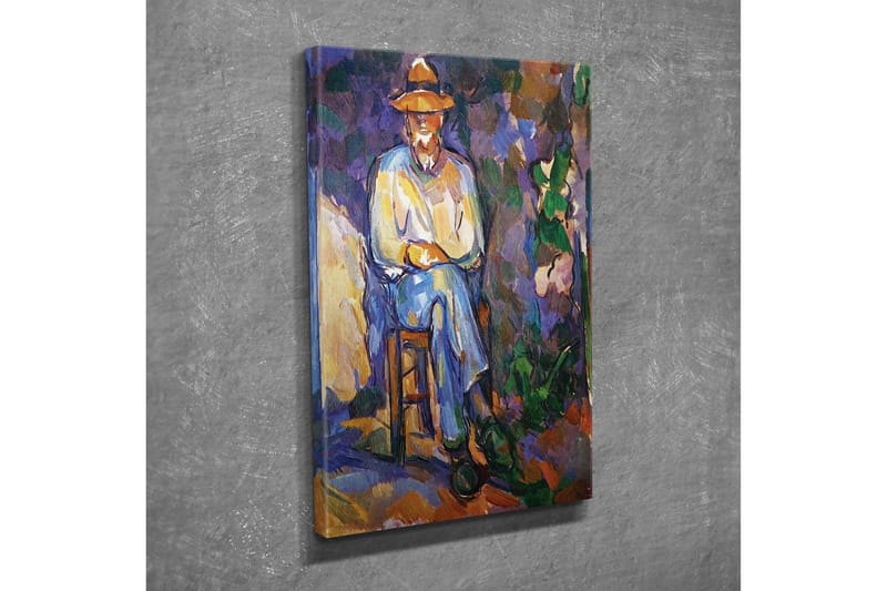 Canvas-taulu - Mies istuu tuolilla hattu päässään - Violetti / Sininen / Vihreä - Sisustustuotteet - Taulu & taide - Canvas-taulu