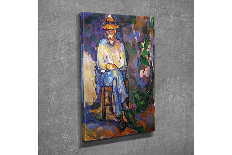Canvas-taulu - Mies istuu tuolilla hattu päässään - Violetti / Sininen / Vihreä - Sisustustuotteet - Taulu & taide - Canvas-taulu