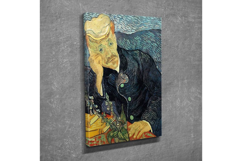 Canvas-taulu - Mietteliäs mies kukkakimpun kanssa - Tummansininen / Vihreä / Ihonväri - Sisustustuotteet - Taulu & taide - Canvas-taulu