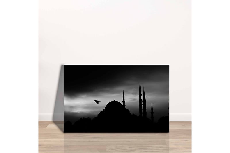 Canvas-taulu - Moskeijan siluetti tornin kanssa dramaattisella taivaalla - Musta / Harmaa - Sisustustuotteet - Taulu & taide - Canvas-taulu