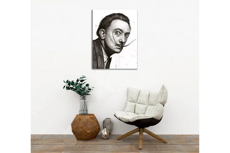 Canvas-taulu - Muotokuva miehestä, jolla on tunnusomaiset viikset ja intensiiviset silmät - Musta / Harmaa / Valkoinen - Sisustustuotteet - Taulu & taide - Canvas-taulu