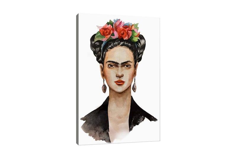 Canvas-taulu - Muotokuva naisesta, jolla on kukkia hiuksissaan, Punainen / Vihreä / Musta