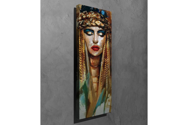 Canvas-taulu - Muotokuva naisesta, jolla on kultaisia koruja ja dramaattinen meikki - Kulta / Musta / Beige - Sisustustuotteet - Taulu & taide - Canvas-taulu