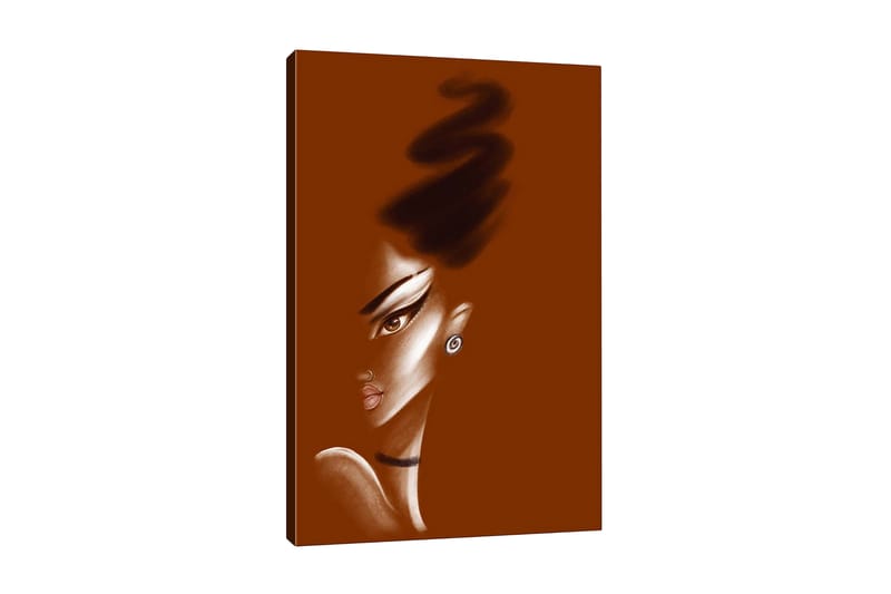 Canvas-taulu - Muotokuva naisesta, jolla on tyylitellyt piirteet ja elegantti kampaus - Tummanruskea / Beige / Musta - Sisustustuotteet - Taulu & taide - Canvas-taulu