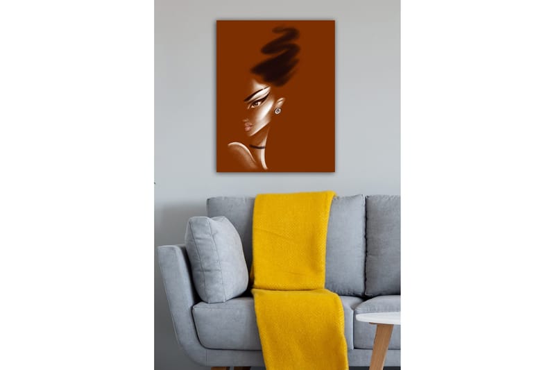 Canvas-taulu - Muotokuva naisesta, jolla on tyylitellyt piirteet ja elegantti kampaus - Tummanruskea / Beige / Musta - Sisustustuotteet - Taulu & taide - Canvas-taulu