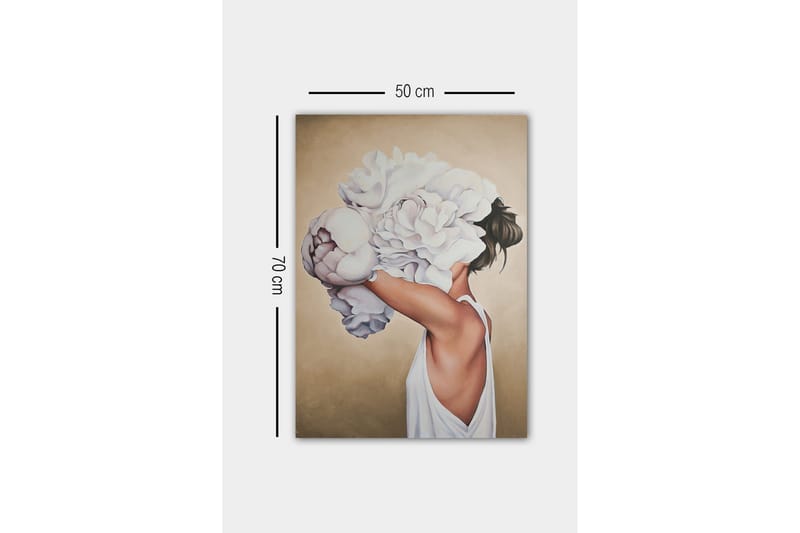 Canvas-taulu - Muotokuva naisesta, jonka kasvot peittävät suuret, valkoiset kukat - Valkoinen / Beige / Ihonväri - Sisustustuotteet - Taulu & taide - Canvas-taulu