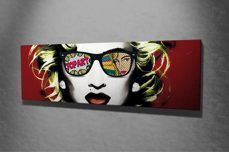 Canvas-taulu - Muotokuva naisesta aurinkolaseissa ja pop-taideaiheissa heijastuksissa - Punainen / Musta / Keltainen - Sisustustuotteet - Taulu & taide - Canvas-taulu