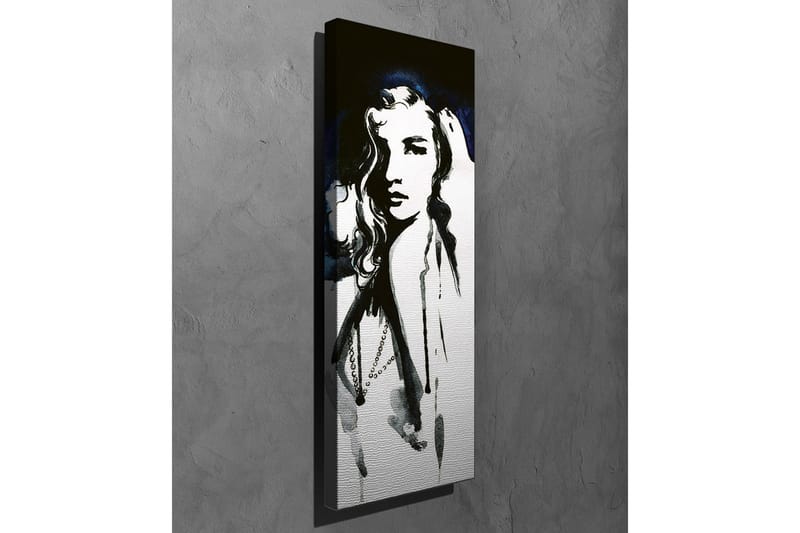 Canvas-taulu - Muotokuva pitkätukkaisesta naisesta, jolla on salaperäinen ilme - Musta / Valkoinen / Tummansininen - Sisustustuotteet - Taulu & taide - Canvas-taulu