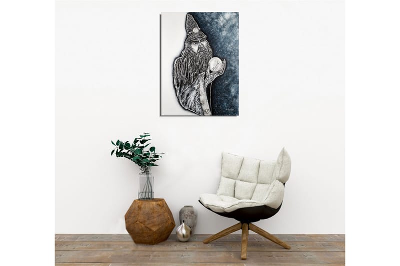 Canvas-taulu - Mysteerinen hahmo, jolla on pitkä parta ja kristallipallo - Tummansininen / Musta / Valkoinen - Sisustustuotteet - Taulu & taide - Canvas-taulu