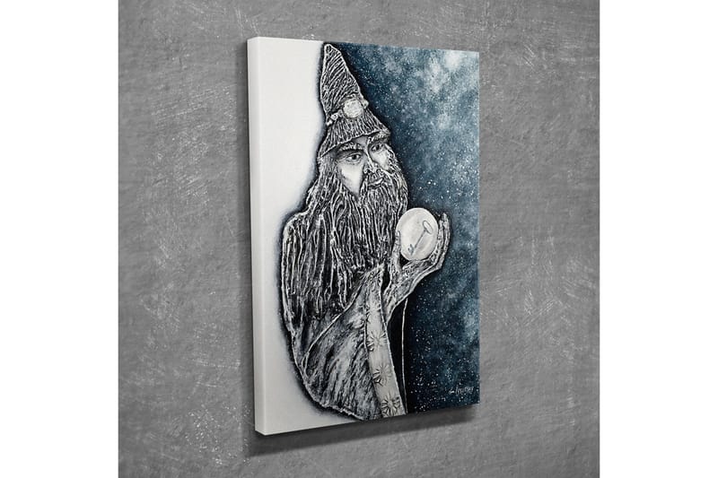 Canvas-taulu - Mysteerinen hahmo, jolla on pitkä parta ja kristallipallo - Tummansininen / Musta / Valkoinen - Sisustustuotteet - Taulu & taide - Canvas-taulu