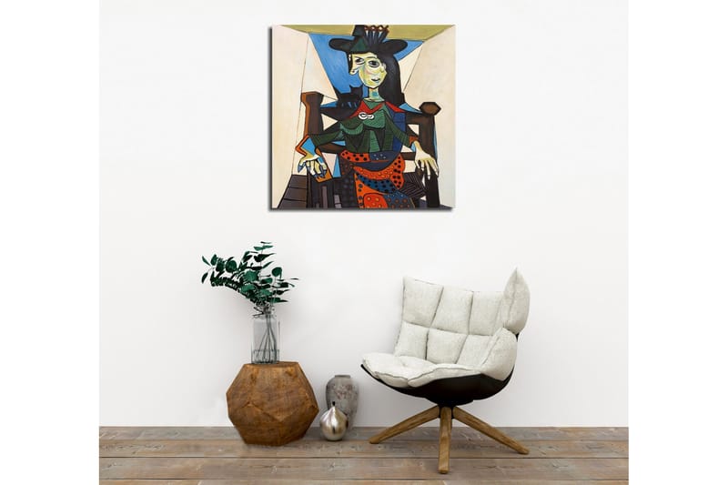 Canvas-taulu - Naisen muotokuva geometrisilla muodoilla ja vahvoilla väreillä - Vihreä / Sininen / Oranssi - Sisustustuotteet - Taulu & taide - Canvas-taulu