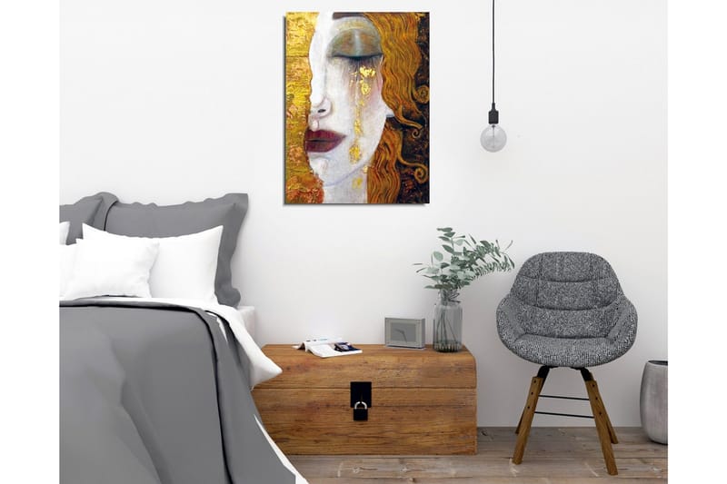 Canvas-taulu - Naisen muotokuva kultaisten kyynelten kanssa - Kulta / Ihonväri / Ruskea - Sisustustuotteet - Taulu & taide - Canvas-taulu