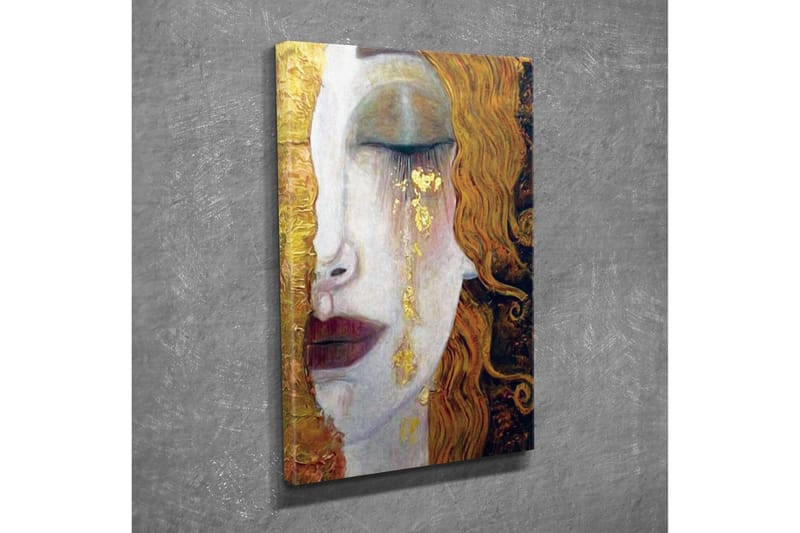 Canvas-taulu - Naisen muotokuva kultaisten kyynelten kanssa - Kulta / Ihonväri / Ruskea - Sisustustuotteet - Taulu & taide - Canvas-taulu