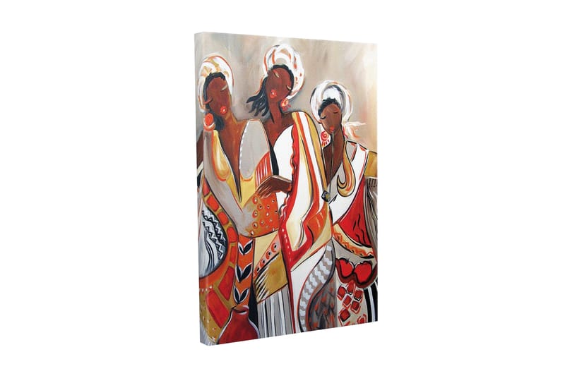 Canvas-taulu - Naiset värikkäissä perinnevaatteissa, Punainen / Beige / Musta