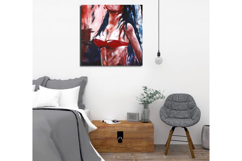 Canvas-taulu - Naishahmo punaisissa bikineissä tummilla hiuksilla - Punainen / Musta / Ihonväri - Sisustustuotteet - Taulu & taide - Canvas-taulu