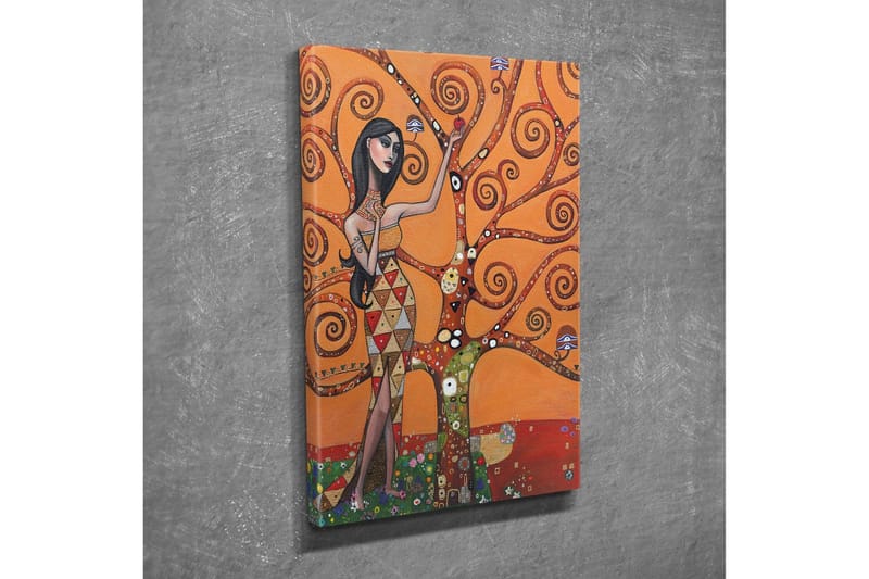 Canvas-taulu - Naishahmo pyörivien puunoksien ympäröimänä - Oranssi / Vihreä / Punainen - Sisustustuotteet - Taulu & taide - Canvas-taulu