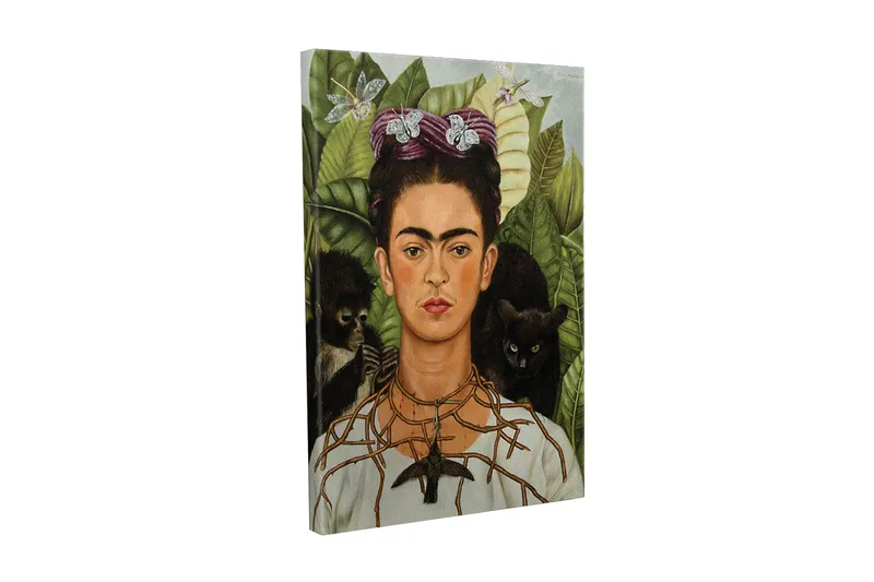 Canvas-taulu - Omakuva, jossa on eläimiä ja vihreyttä taustalla, Vihreä / Ruskea / Musta