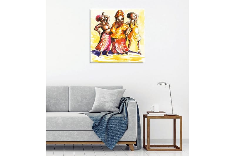 Canvas-taulu - Onnellisia naisia värikkäissä vaatteissa tanssimassa - Keltainen / Oranssi / Vaaleanpunainen - Sisustustuotteet - Taulu & taide - Canvas-taulu