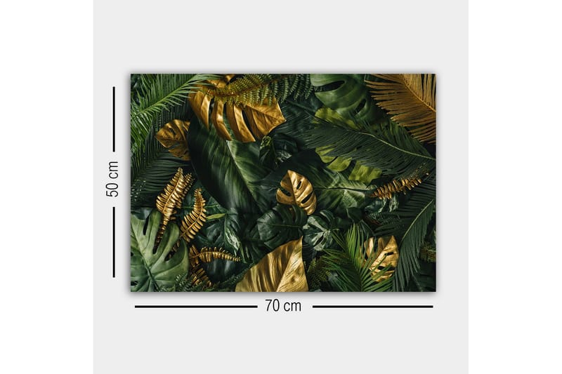 Canvas-taulu - Rehevä trooppisten lehtien kokoelma - Tummanvihreä / Kulta / Vaaleanvihreä - Sisustustuotteet - Taulu & taide - Canvas-taulu