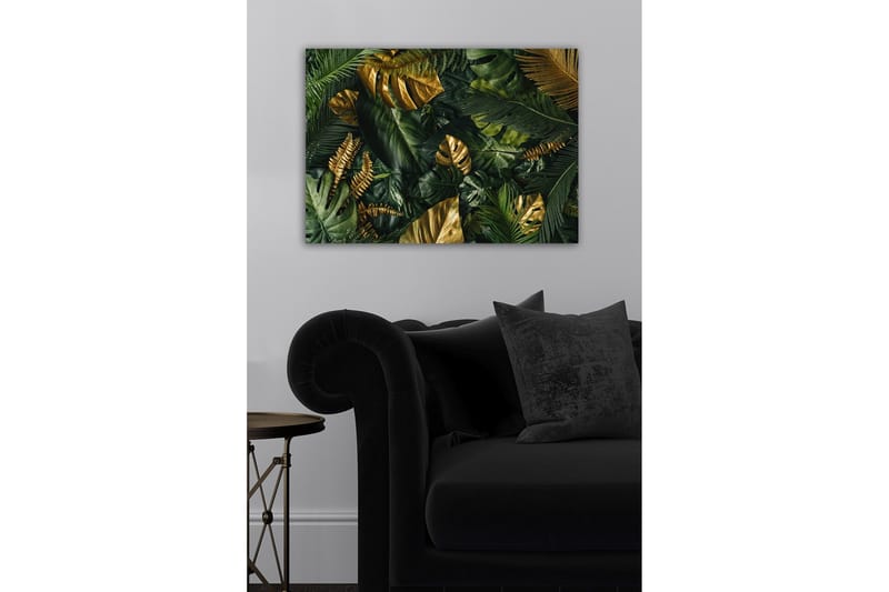 Canvas-taulu - Rehevä trooppisten lehtien kokoelma - Tummanvihreä / Kulta / Vaaleanvihreä - Sisustustuotteet - Taulu & taide - Canvas-taulu