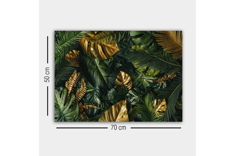 Canvas-taulu - Rehevä trooppisten lehtien kokoelma - Tummanvihreä / Kulta / Vaaleanvihreä - Sisustustuotteet - Taulu & taide - Canvas-taulu