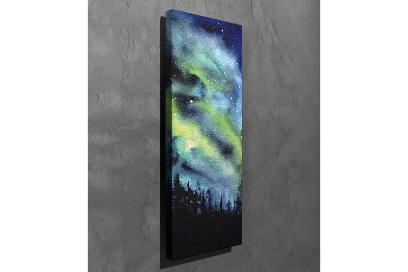 Canvas-taulu - Revontulet pimeän metsän yllä - Tummansininen / Vihreä / Musta - Sisustustuotteet - Taulu & taide - Canvas-taulu