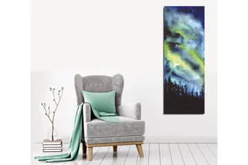 Canvas-taulu - Revontulet pimeän metsän yllä - Tummansininen / Vihreä / Musta - Sisustustuotteet - Taulu & taide - Canvas-taulu